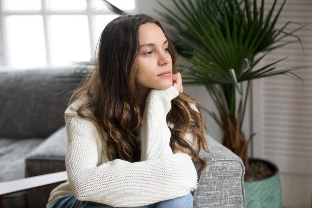 Pensive,Thoughtful,Young,Girl,Feeling,Lonely,Looking,Away,Lost,In